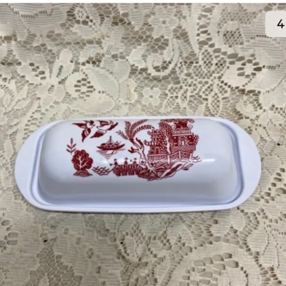 Red Willow Melamine Covered Butter Dish 7.5in L x 3.5in W x 2in H. - Picture 4 of 8